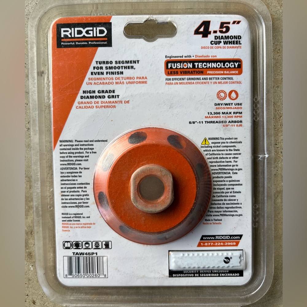 ⭐️ NEW ⭐️ RIDGID 4.5" DIAMOND CUP WHEEL - Picture 2 of 2
